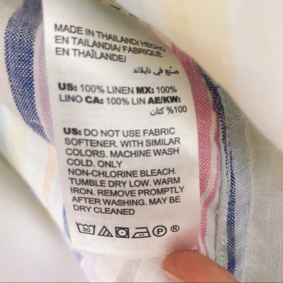 Chico’s striped, linen button down - Picture 4 of 4